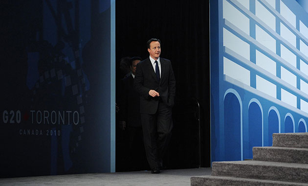David Cameron at G8: Prime Minister David Cameron leads out the G20 leaders