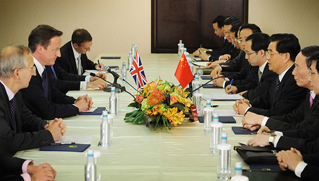 David Cameron at G8: Prime Minister David Cameron meets with Chinese President Hu Jintao