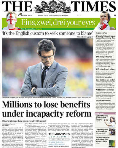 World Cup front pages: The Times
