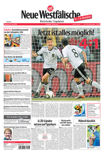 World Cup front pages: Neue westfalische