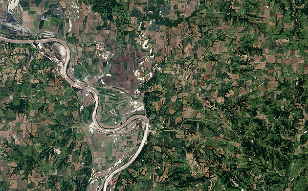 Satellite Eye on Earth: The Missouri River spilled over its banks around Glasgow, Missouri