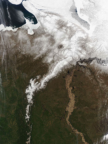 Satellite Eye on Earth: Ob river flows into the Gulf of Ob and Kara Sea
