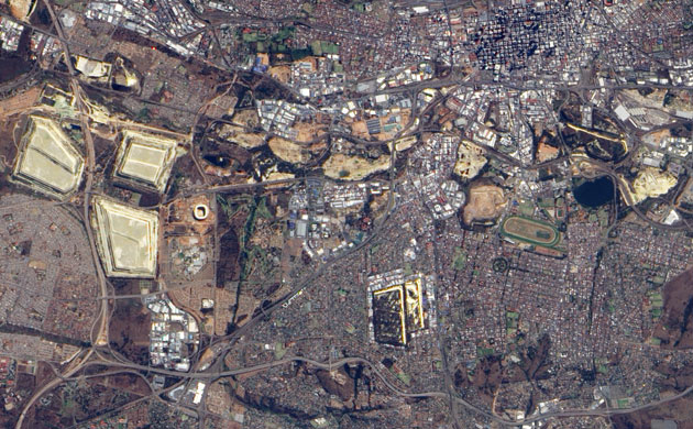 Satellite Eye on Earth:  Soccer City sits in Johannesburg's Soweto Township