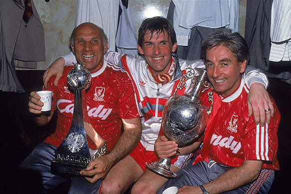 Rafa's Replacements: Liverpool Manager Kenny Dalglish with assistants Ronnie Moran & Roy Evans