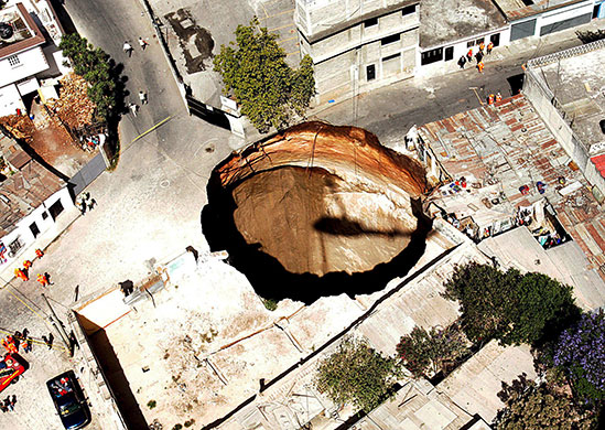 Sinkholes: 2007, Guatemala City, Guatemala: A giant sinkhole