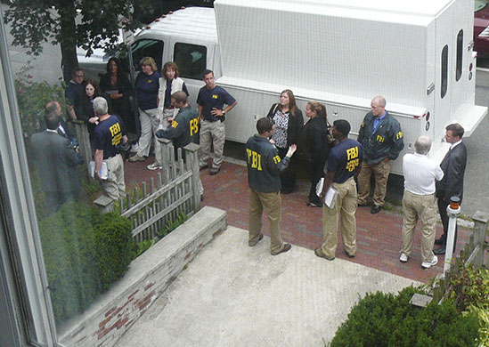 Russian secret agents: FBI agents outside 35B Trowbridge Road in Cambridge, Massachusetts