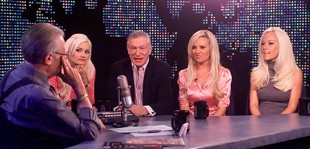 Larry King retires: 2005: Hugh Hefner and his three girlfriends on Larry King
