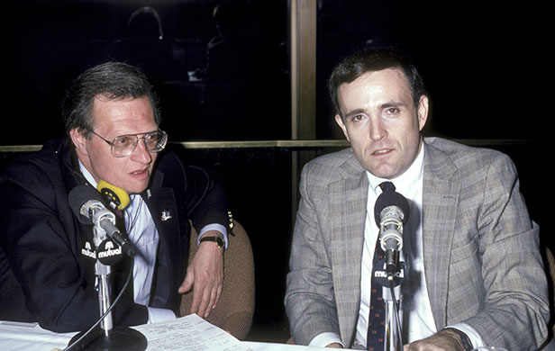 Larry King retires: 1986: Larry King and Rudolph Giuliani 