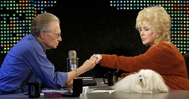 Larry King retires: 2003: Elizabeth Taylor shows Larry King a diamond ring