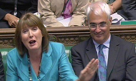 Harriet Harman and Alistair Darling at prime minister's questions on 30 June 2010.
