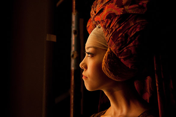 Royal Ballet in Japan: A dancer watches the performance from the wings