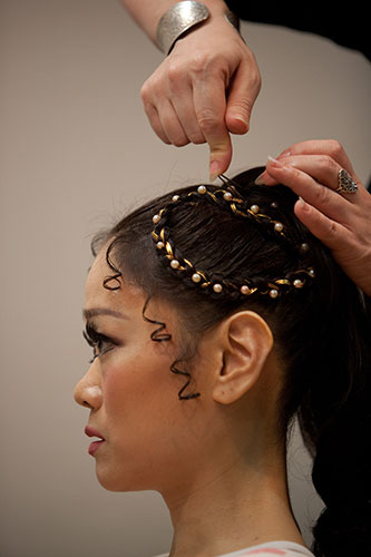 Royal Ballet in Japan: Miyako Yoshida has her hair styled prior to her performance