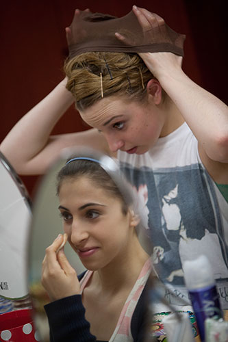Royal Ballet in Japan: Dancers prepare their make-up backstage