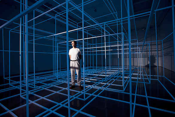 Antony Gormley Test Sites: Anthony Gormley stands inside his new installation Breathing Room III 
