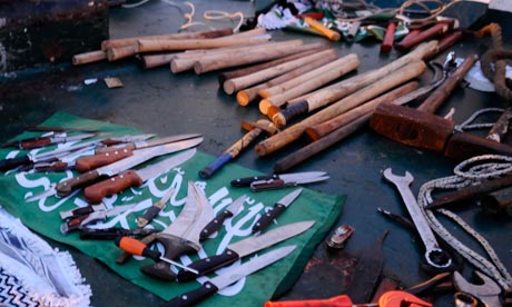 IDF picture of Gaza activists' weapons