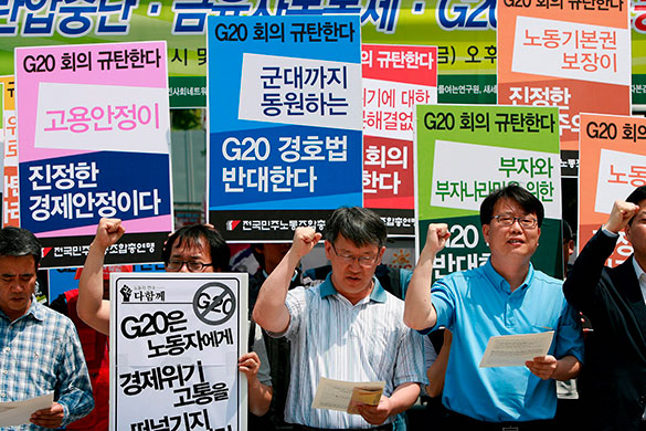 24 Hours: South Korean Trade Unions protest G20 Finance and Bank Governors Meeting