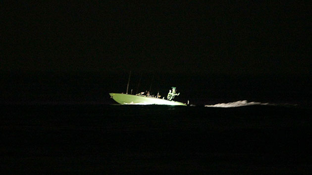 Mavi Marmara interception: One of the Israeli attack boats chases the Challenger 1