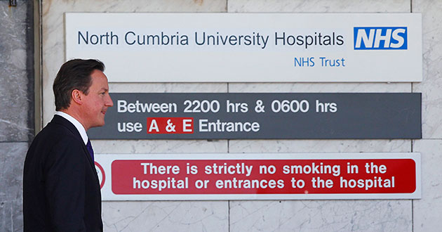Cumbria Shootings: Britain's Prime Minister David Cameron leaves the West Cumberland Hospital