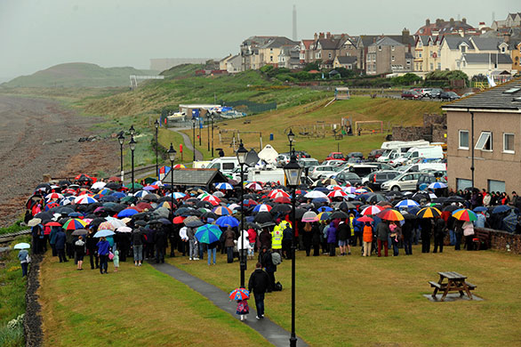 cumbria shooting memorial: outdoor Church Service in Seascale 