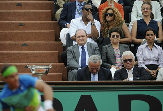 french open final 2010:  Jay-Z , Beyonce and former tennis player Mary Pierce
