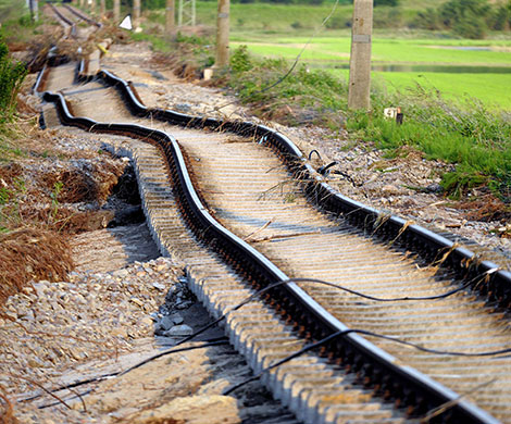 24 hours in pictures: Jaslo, Poland: Railway lines after flooding