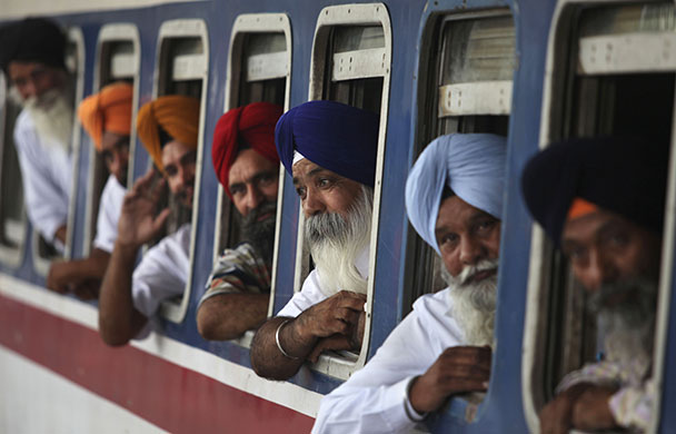 24 hours in pictures: Amritsar, India: Sikh pilgrims inside a special train to Pakistan