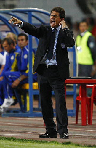 Faces of Fabio Capello: Fabio Capello gestures during a World Cup 2010 qualifying match 