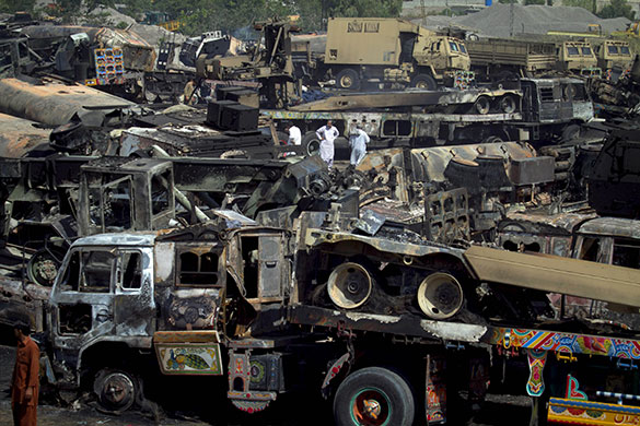 Pakistan convoy attack: Suspected militants attacked trucks carrying military vehicles and goods