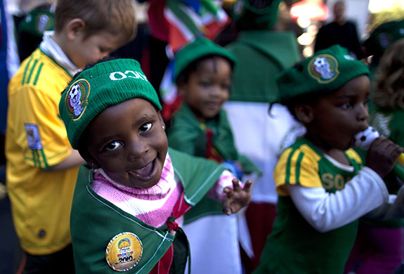 World Cup parade: Children dance during a promotional event organized by the Mexican Embassy
