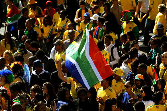 Johannesburg parade: Thousands of fans watch the South African team 