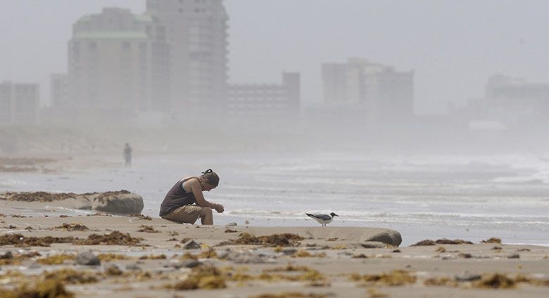 Hurricane Alex: A haze hangs over the beach along the Texas coast
