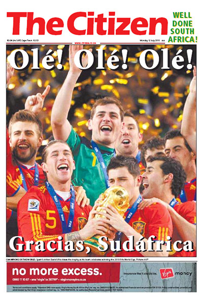 World Cup final pages: The Citizen, South Africa