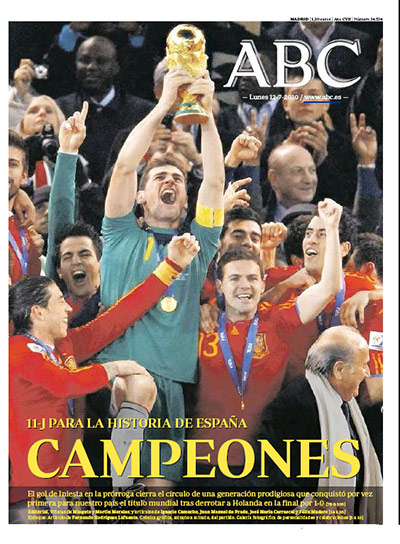 World Cup final pages: ABC, Spain