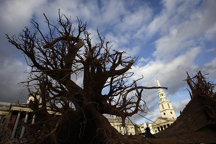 Ghost Forest:  art installation by British artist Angela Palmer on Trafalgar Square