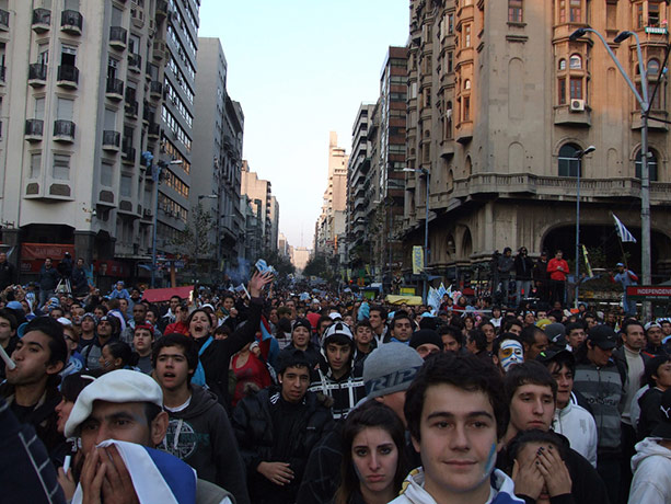 Fans' network: Uruguay fans massed in Montevideo watching their team's semifinal