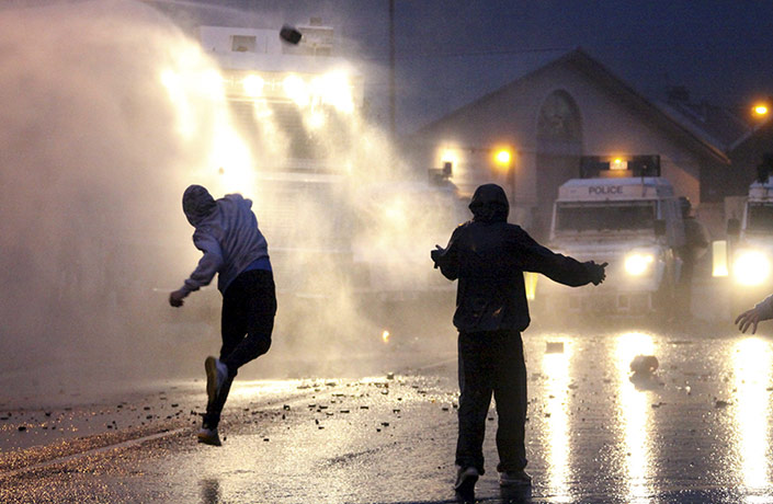 Belfast riots: Irish nationalist rioters attack PSNI officers