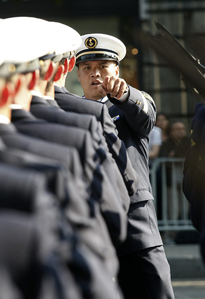 Bastille day: French Navy soldiers take part in the annual Bastille Day military parade