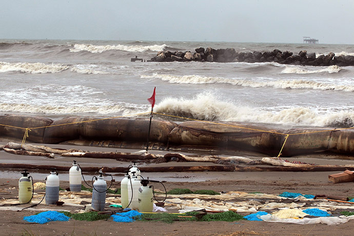 Deepwater Horizon: BP oil spill: Decontamination equipment from oil clean-up crews