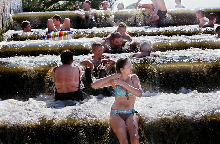 24 hours in pictures: Dobrichovice, Czech Republic: People bathe in the Berounka river
