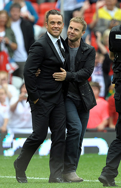 Take That: Robbie Williams and Gary Barlow at Soccer Aid