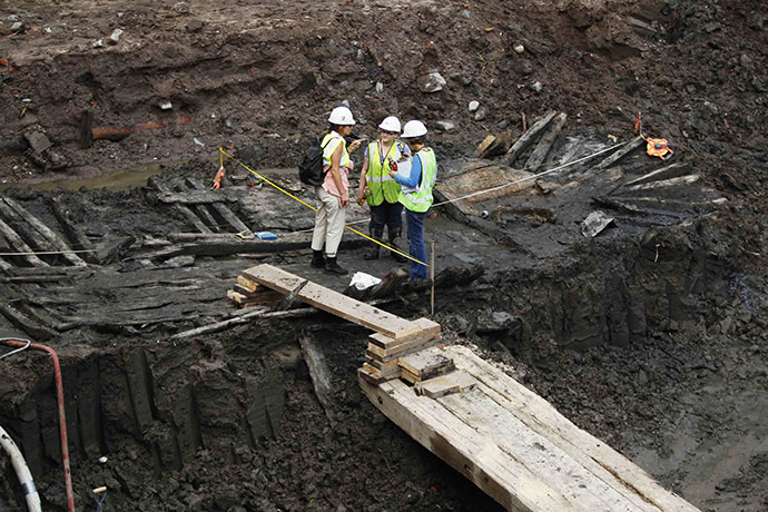 World Trade Centre ship: Archaeologists examine the remnants of the ship