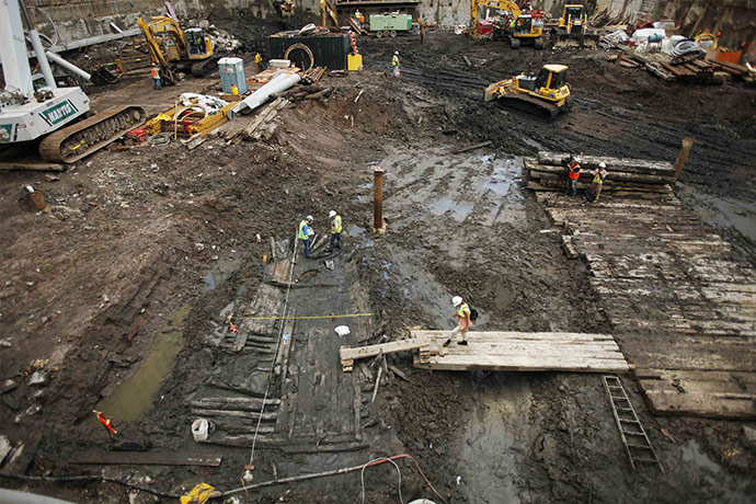 World Trade Centre ship: Archaeologists work at the scene