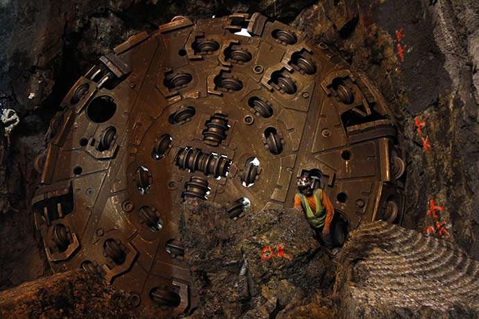 24 hours in pictures: New York, US: A tunnel boring machine
