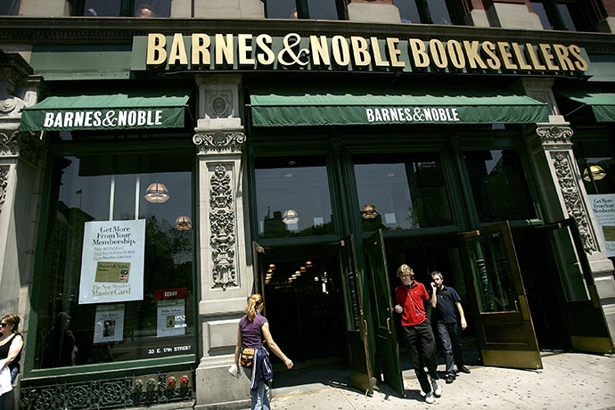Week in Business: Customers walk out of a Barnes & Noble bookstore in New York City
