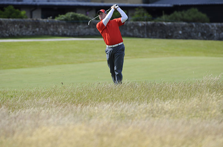 British Open Saturday: Stewart Cink plays his second shot on the 17th