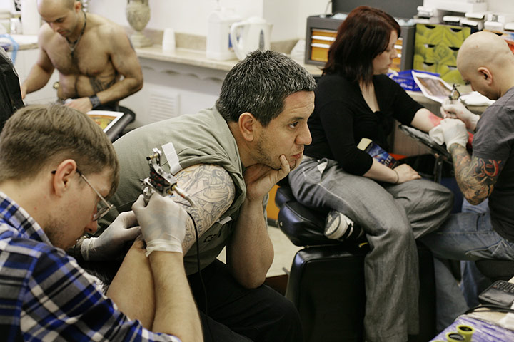 Woody's Tattoo Studio: The busy studio in High Wycombe