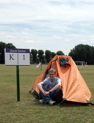Murray Mania: Stewart Byrne, from Glasgow queues for tickets for Andy Murray's match