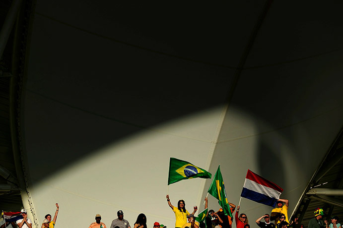 Netherlands v Brazil: Netherlands and Brazil fans