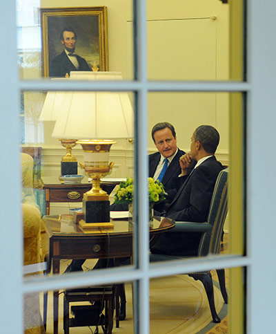 Cameron in Washington: Prime Minister David Cameron meets with US President Barack Obama