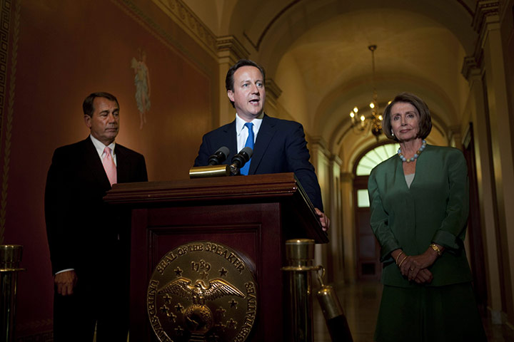Cameron update: Prime Minister David Cameron meets Nancy Pelosi and  John Boehner 